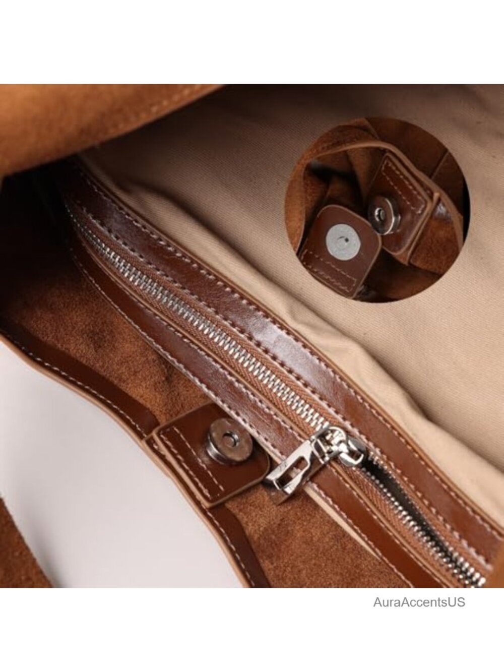 Genuine Suede Leather Hobo Bag for Women Large Slouchy Crescent Shoulder Tote - Picture 4 of 6
